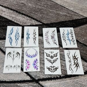 8 SHEETS OF VARIOUS 3-D TEMPORARY TATTOOS UNISEX BODY ART
